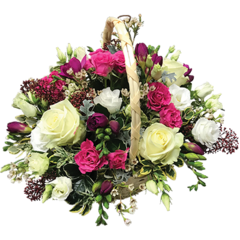 Funeral Basket in Cerise and Cream